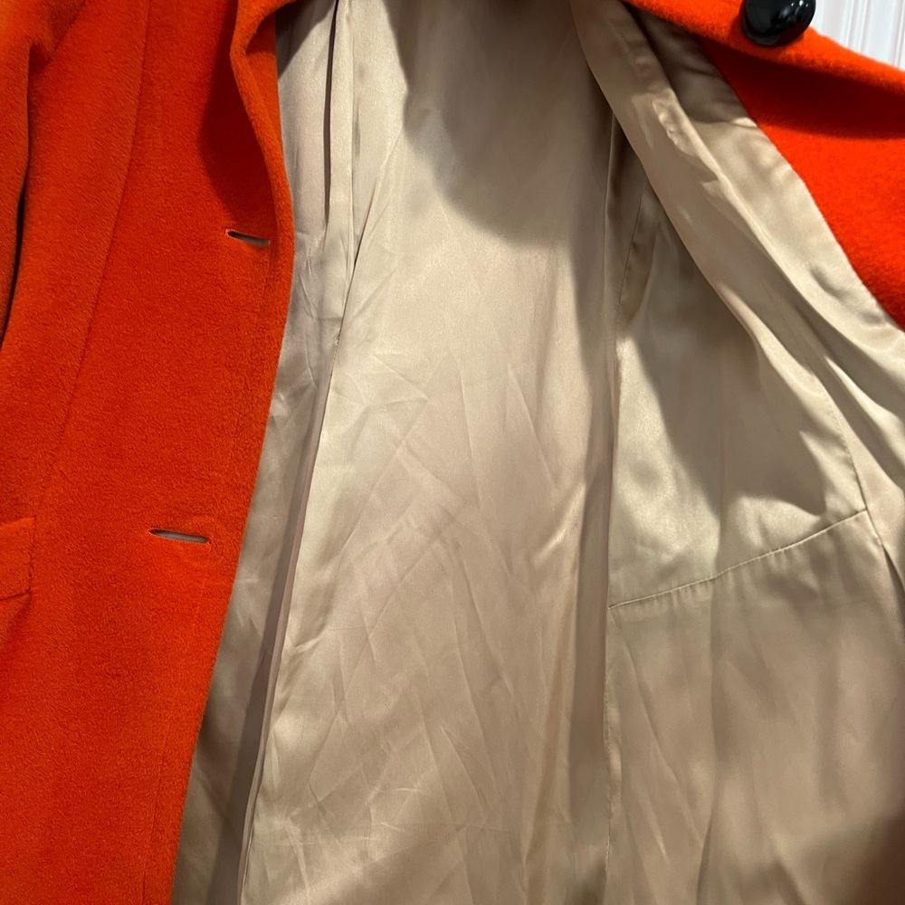 Holly’s Harp Vintage 70s Orange “Wool” Coat with‎ Oversized Black Buttons Sz. S - Picture 5 of 12